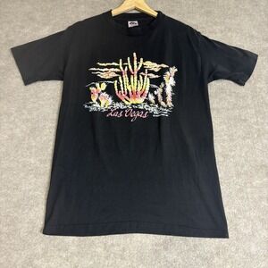 Vintage Las Vegas TShirt Mens Large Graphic 50/50 USA 90s Miller Single Stitch
